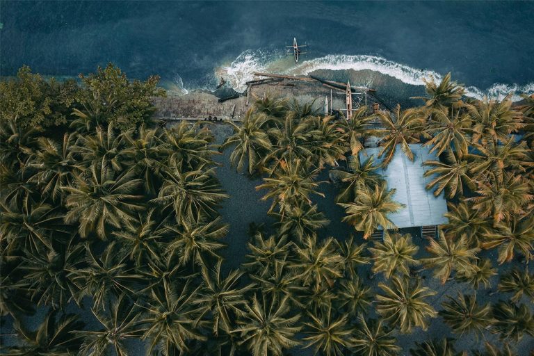 Birdsyeye view of a beach in Papua New Guinea