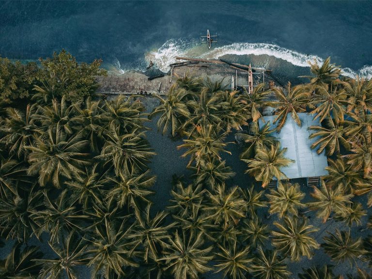 Birdsyeye view of a beach in Papua New Guinea